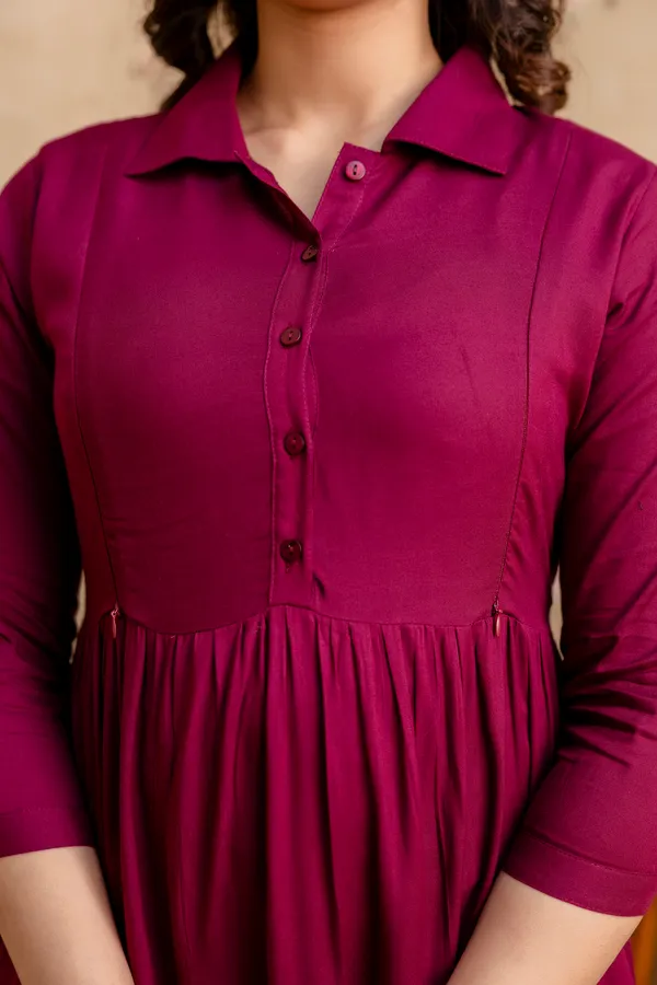 Reyon_Solid_Wine_Maternity_4_Tyer_Dress