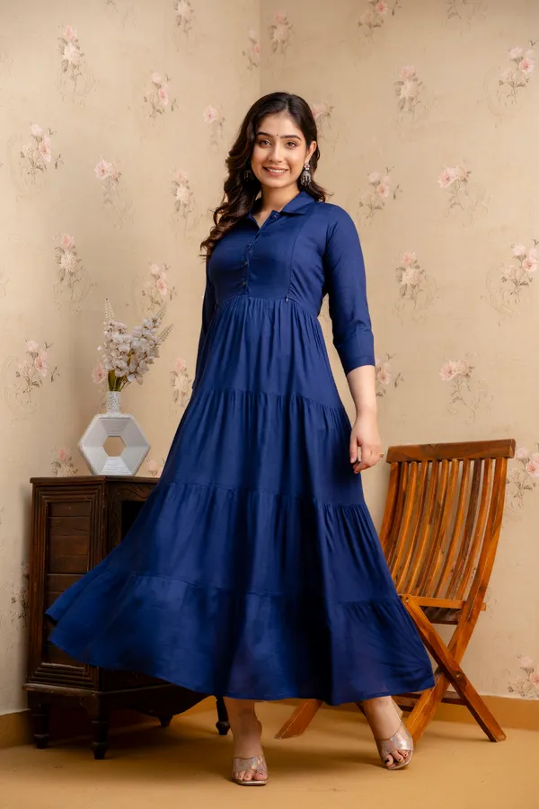Reyon_Solid_Maternity_4_Tyer_Navy_Blue_Long_Dress