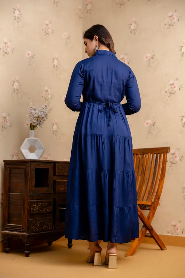 Reyon_Solid_Maternity_4_Tyer_Navy_Blue_Long_Dress