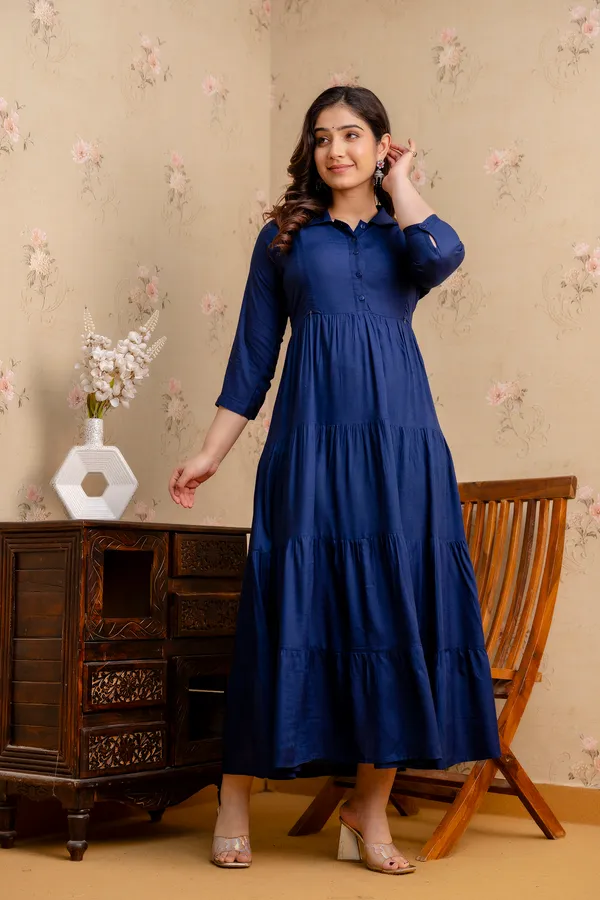 Reyon_Solid_Maternity_4_Tyer_Navy_Blue_Long_Dress
