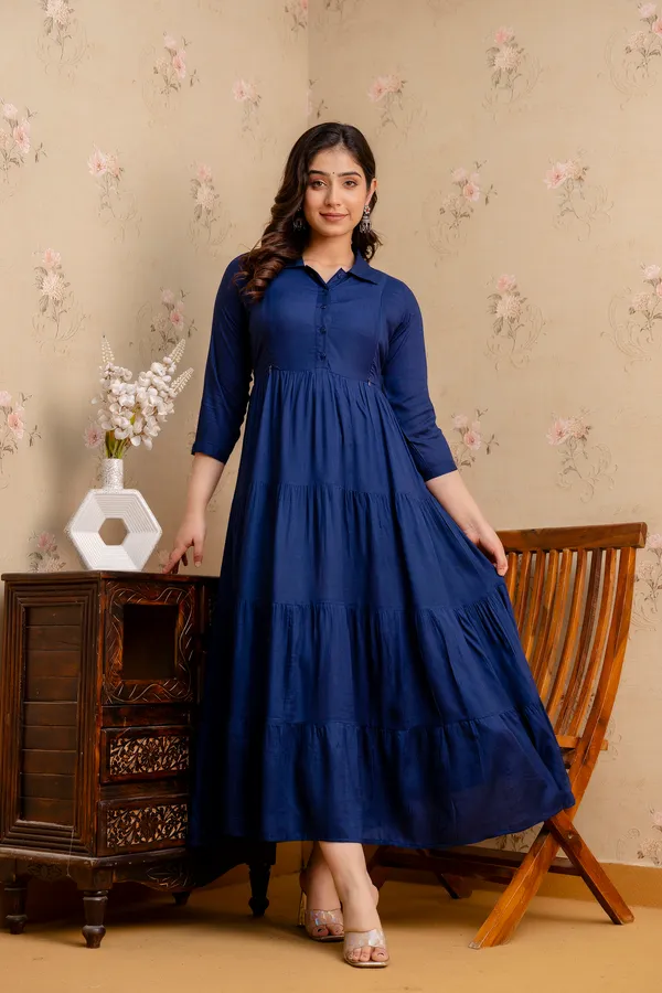 Reyon_Solid_Maternity_4_Tyer_Navy_Blue_Long_Dress