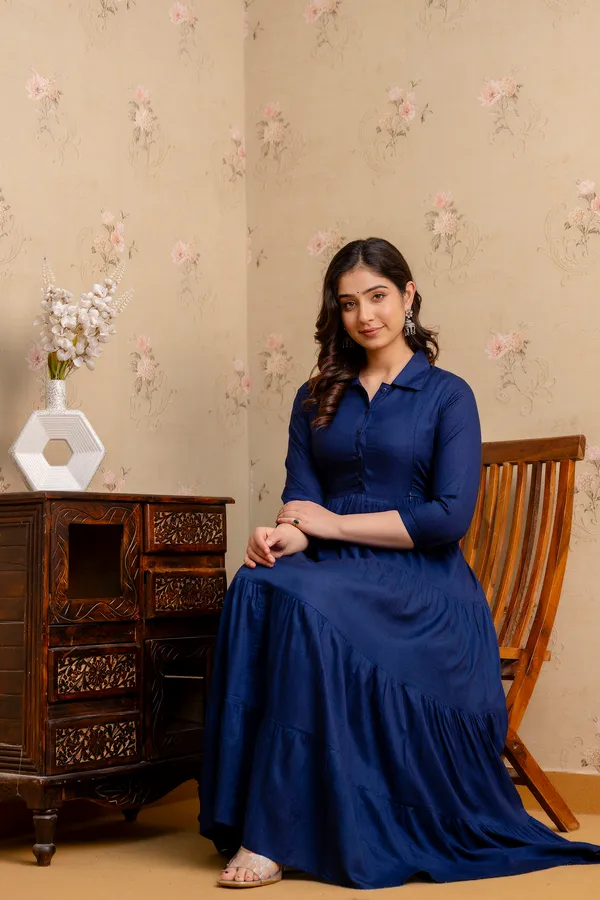 Reyon_Solid_Maternity_4_Tyer_Navy_Blue_Long_Dress