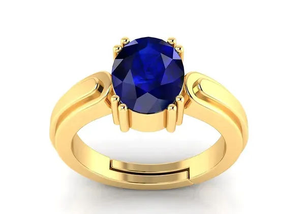Blue_Sapphire_Created_Gold_Plated_Panchdhatu_Adjustable_Neelam_Ring_For_Men_&_Women_From_4.25_Ratti_To_20.25_Ratti