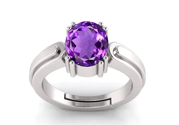 14.25_Ratti_Amethyst_Stone_Created_Adjustable_Woman_&_Man_Katela_Ring_With_Lab_Certificate