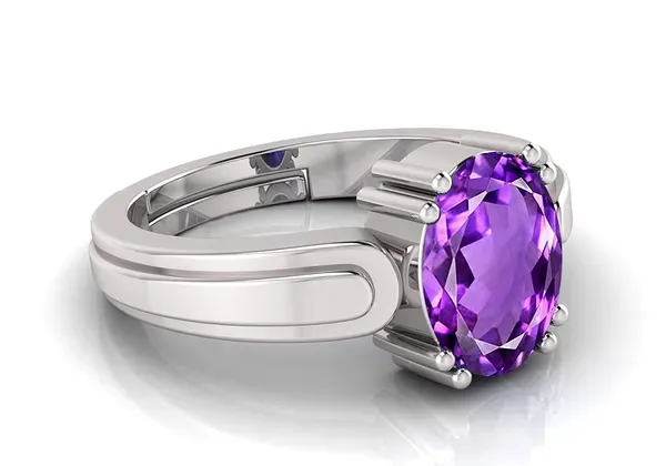 14.25_Ratti_Amethyst_Stone_Created_Adjustable_Woman_&_Man_Katela_Ring_With_Lab_Certificate
