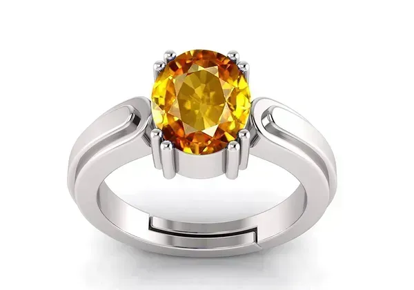 Yellow_Pukhraj_Created_Sapphire_Gemstone_Gold_Plated_Ring_For_Men_&_Women_From_4.25_Ratti_To_20.25_Ratti