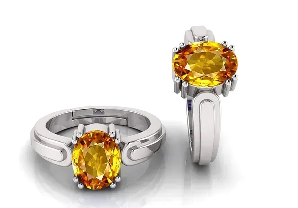 Yellow_Pukhraj_Created_Sapphire_Gemstone_Gold_Plated_Ring_For_Men_&_Women_From_4.25_Ratti_To_20.25_Ratti