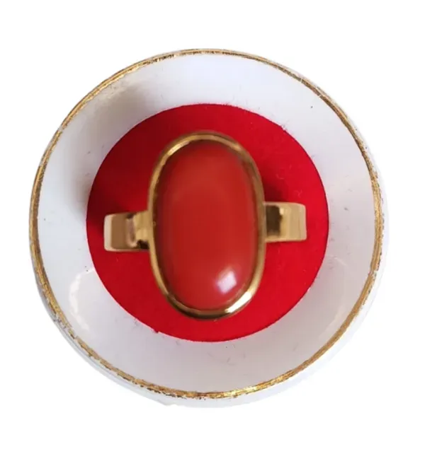 7.25_Ratti_Red_Coral_Ring_Adjustable|_Created_Moonga_Ring_Best_Quality_Moonga_Ring|_Created_Moonga_Stone_Ring_Created_Red_Coral_Gemstone_|_Moonga/Moonga_Stone_Ring