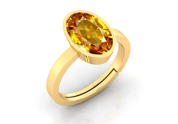 Yellow_Pukhraj_Created_Sapphire_Gemstone_Gold_Plated_Ring_For_Men_&_Women_From_4.25_Ratti_To_20.25_Ratti