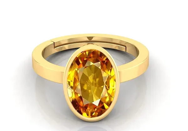Yellow_Pukhraj_Created_Sapphire_Gemstone_Gold_Plated_Ring_For_Men_&_Women_From_4.25_Ratti_To_20.25_Ratti