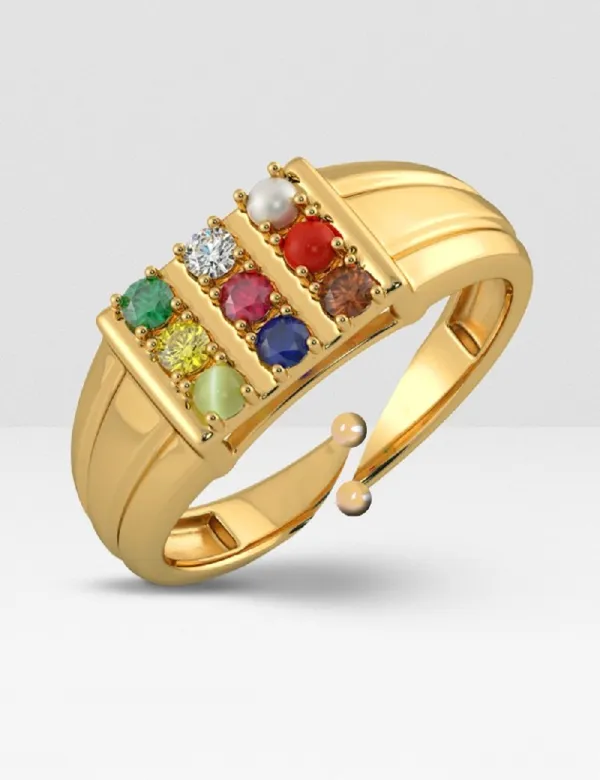 White_Navaratna_9_Gemstone_Gold_Plated_Good_Luck_Finger_Ring_For_Men_&_Women