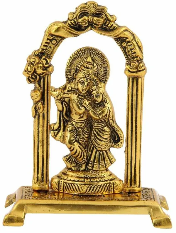 Radha_Krishna_Standing_Under_Mehrab_In_Metal_Handicrafts_Showpiece