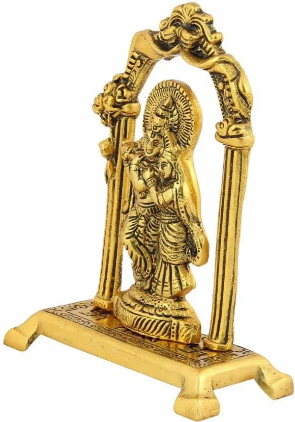Radha_Krishna_Standing_Under_Mehrab_In_Metal_Handicrafts_Showpiece