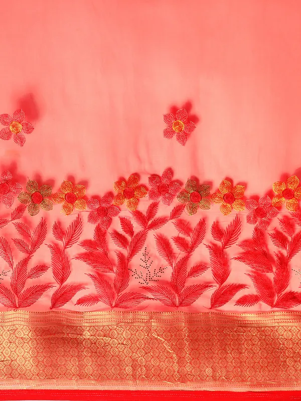 Indian_Women_Red_Orgenza_Fancy_border_with_Embroidery_work