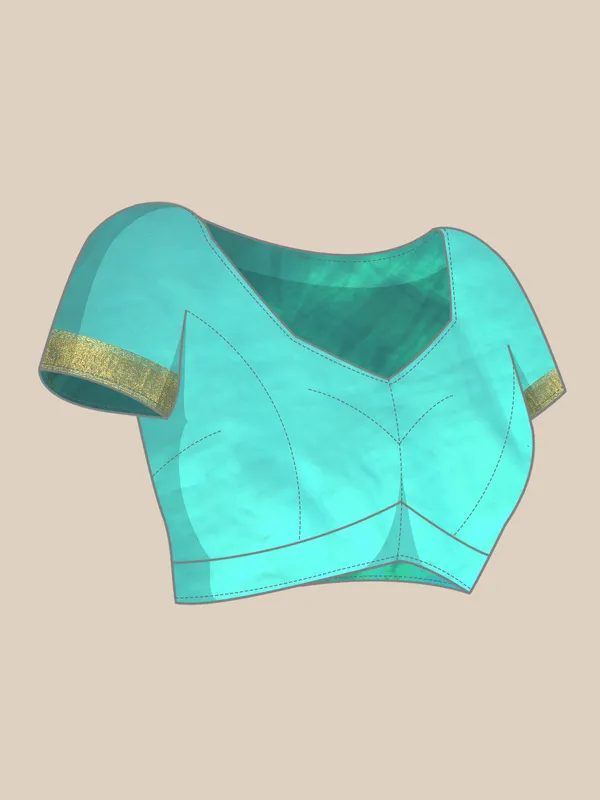 Indian_Women_Turquoise_Blue_Orgenza_Fancy_border_with_Embroidery_work