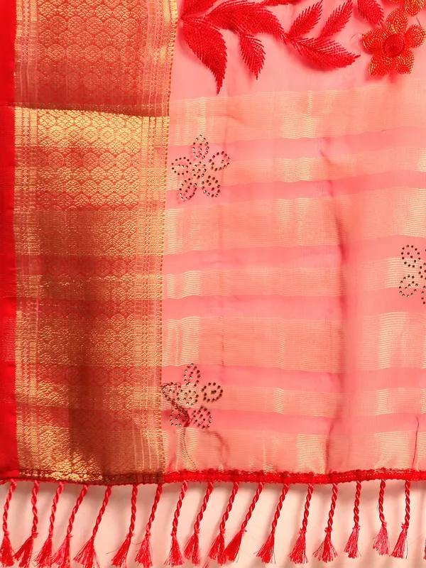 Indian_Women_Pink_Orgenza_Fancy_border_with_Embroidery_work