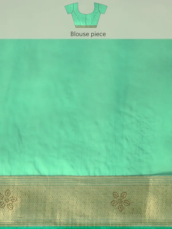 Indian_Women_Turquoise_Green_Orgenza_Fancy_border_with_Embroidery_work