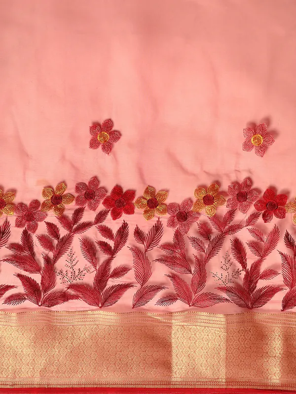 Indian_Women_Maroon_Orgenza_Fancy_border_with_Embroidery_work