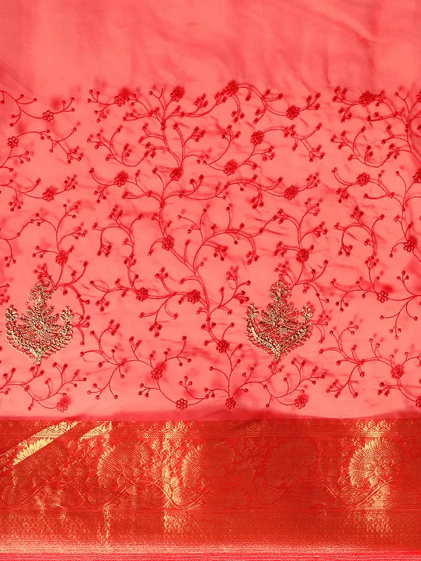 Indian_Women_Red_Orgenza_Fancy_border_with_Embroidery_work