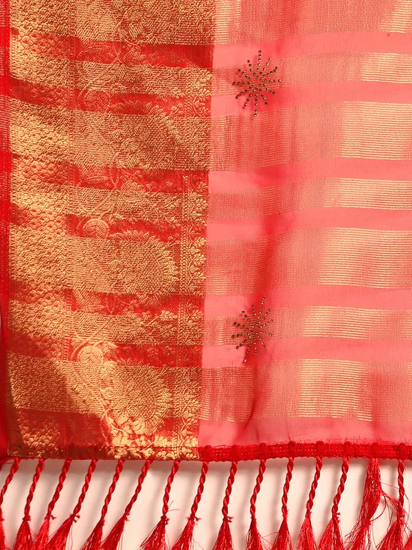 Indian_Women_Red_Orgenza_Fancy_border_with_Embroidery_work