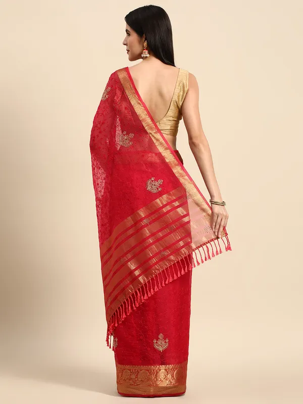 Indian_Women_Maroon_Orgenza_Fancy_border_with_Embroidery_work