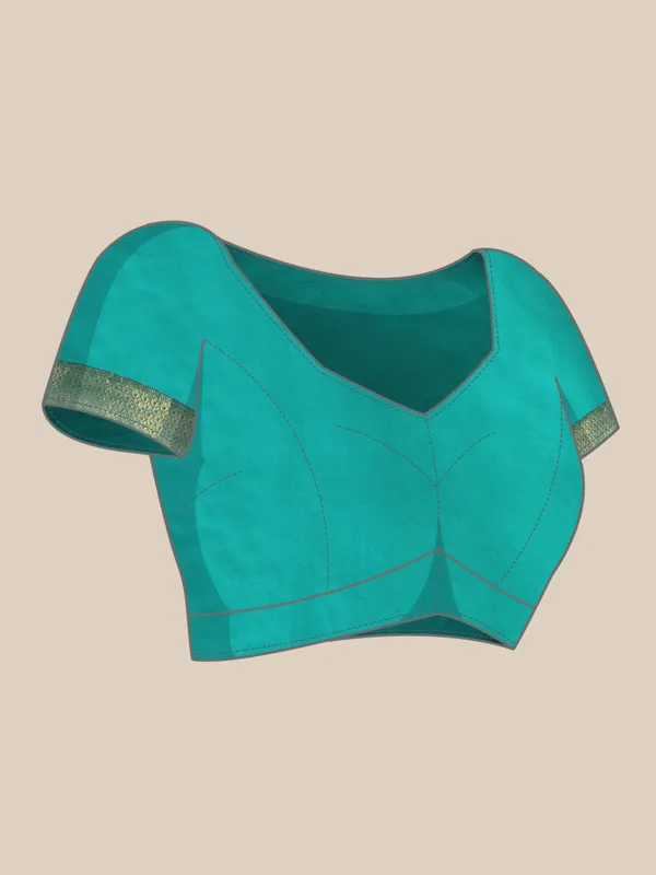 Indian_Women_Turquoise_Blue_Orgenza_Fancy_border_with_Embroidery_work