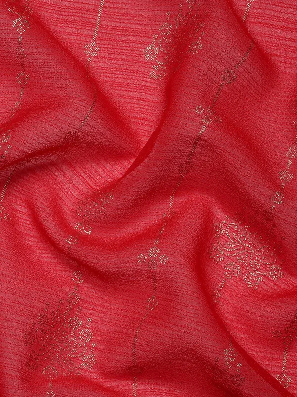 Red_Zomato_Silk_Fancy_Border_with_Foil_Work_Saree