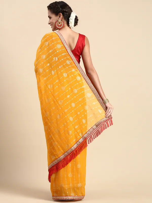 Yellow__Zomato_Silk_Fancy_Border_with_Foil_Work_Saree