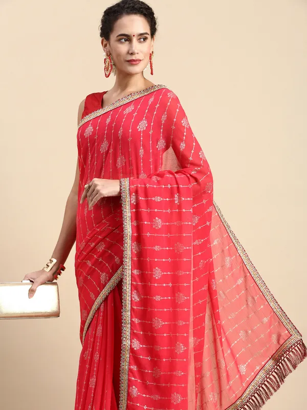 Pink_Zomato_Silk_Fancy_Border_with_Foil_Work_Saree