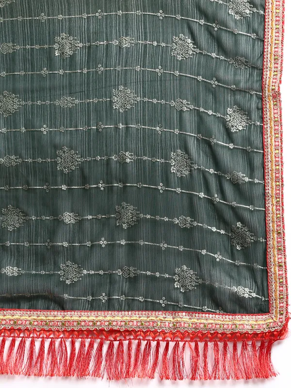Green_Zomato_Silk_Fancy_Border_with_Foil_Work_Saree