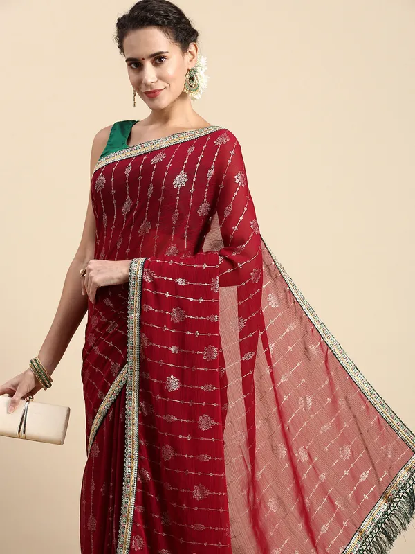 Purple_Zomato_Silk_Fancy_Border_with_Foil_Work_Saree