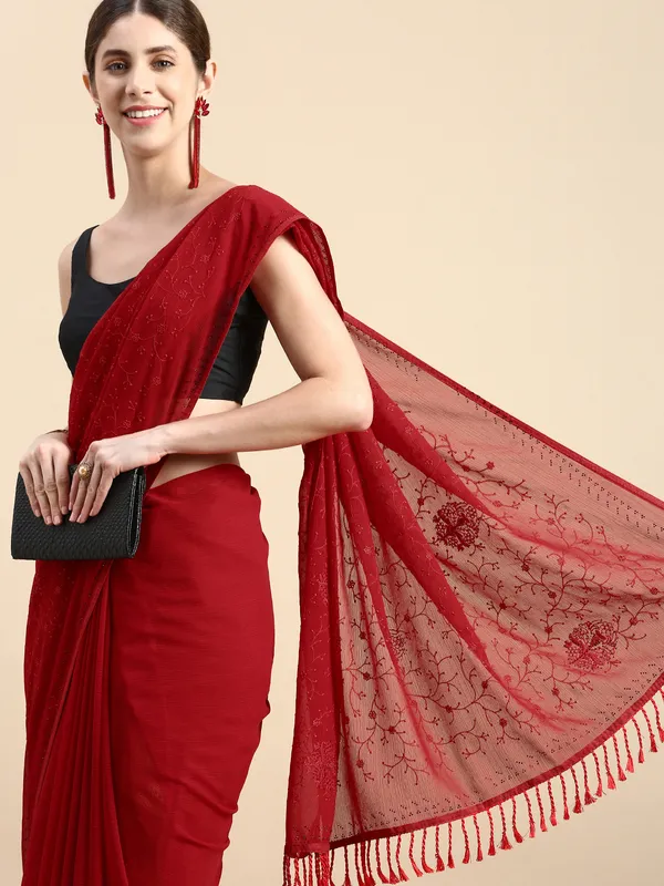 Red_Zomato_Silk_Swarovski_Work_Embroidery_Saree