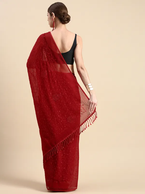 Red_Zomato_Silk_Swarovski_Work_Embroidery_Saree