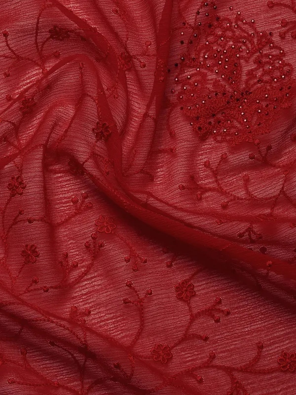 Red_Zomato_Silk_Swarovski_Work_Embroidery_Saree