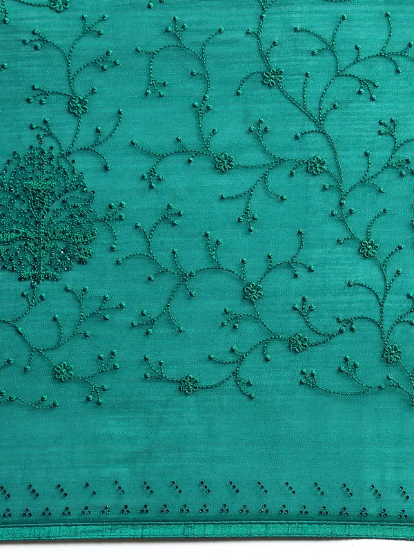 Turquoise_Green_Zomato_Silk_Swarovski_Work_Embroidery_Saree