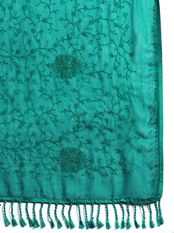 Turquoise_Green_Zomato_Silk_Swarovski_Work_Embroidery_Saree