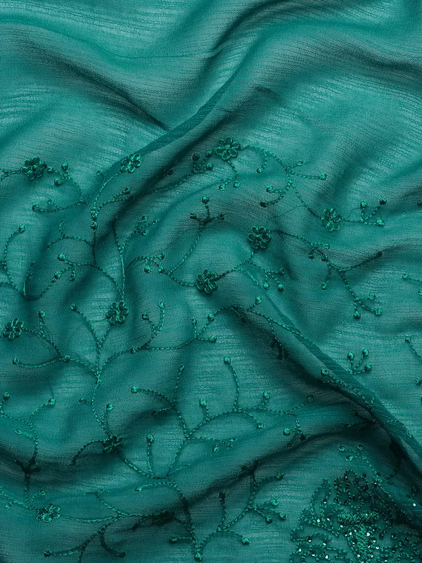 Turquoise_Green_Zomato_Silk_Swarovski_Work_Embroidery_Saree