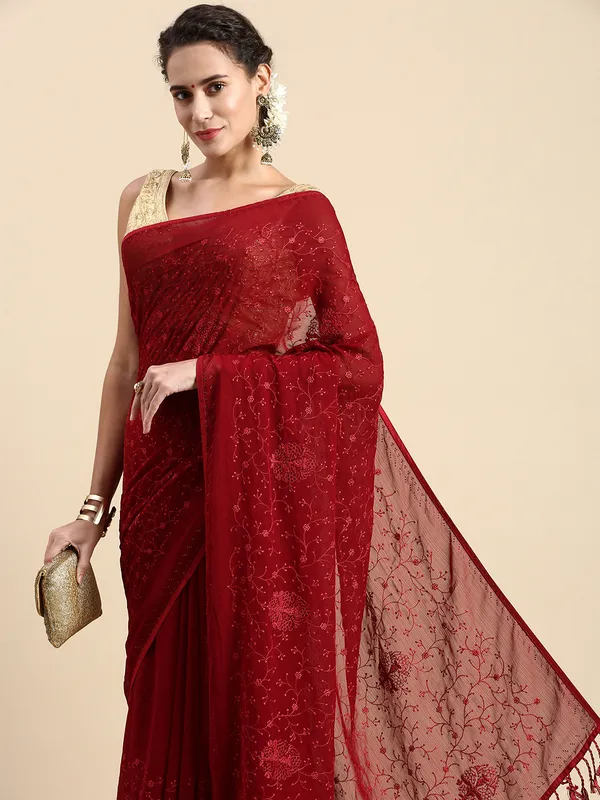 Maroon__Zomato_Silk_Swarovski_Work_Embroidery_Saree