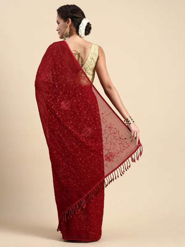 Maroon__Zomato_Silk_Swarovski_Work_Embroidery_Saree