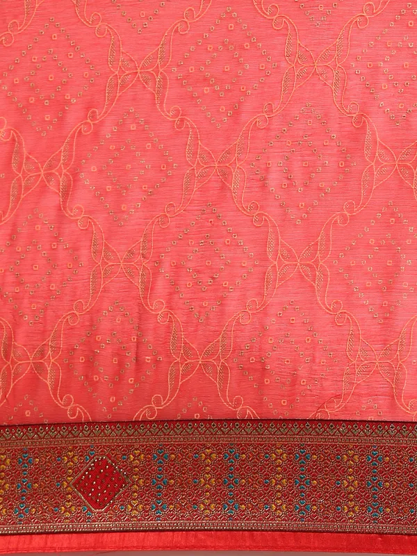Red_Shimmer_Chiffon_Fancy_Border_with_Foil_Work_Saree