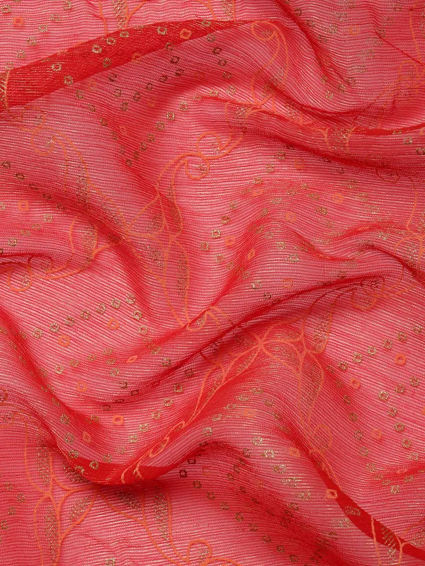 Red_Shimmer_Chiffon_Fancy_Border_with_Foil_Work_Saree