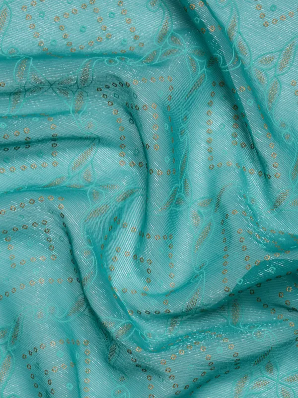 Green_Shimmer_Chiffon_Fancy_Border_with_Foil_Work_Saree