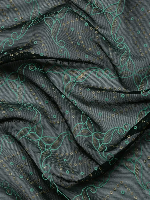 Green_Shimmer_Chiffon_Fancy_Border_with_Foil_Work_Saree