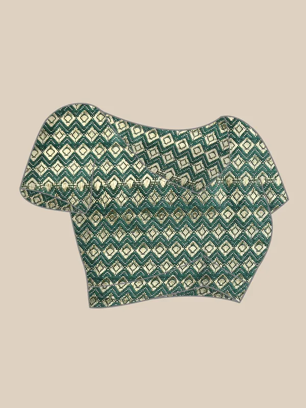 Green_Shimmer_Chiffon_Fancy_Border_with_Foil_Work_Saree