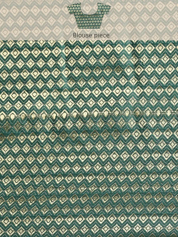 Green_Shimmer_Chiffon_Fancy_Border_with_Foil_Work_Saree