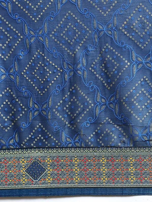 Blue_Shimmer_Chiffon_Fancy_Border_with_Foil_Work_Saree