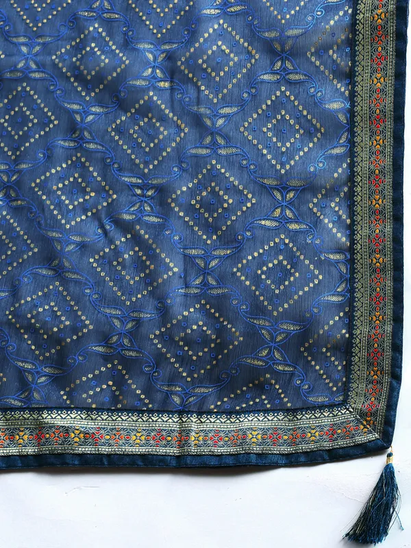 Blue_Shimmer_Chiffon_Fancy_Border_with_Foil_Work_Saree