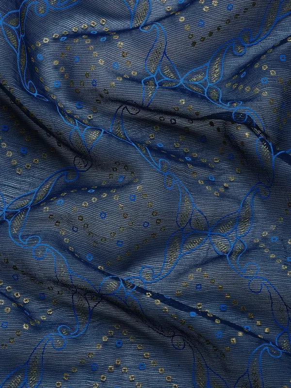 Blue_Shimmer_Chiffon_Fancy_Border_with_Foil_Work_Saree