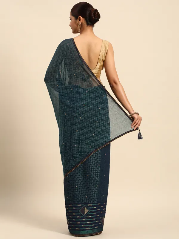 Green_Brasso_Full_Saree_Swaroski_Border