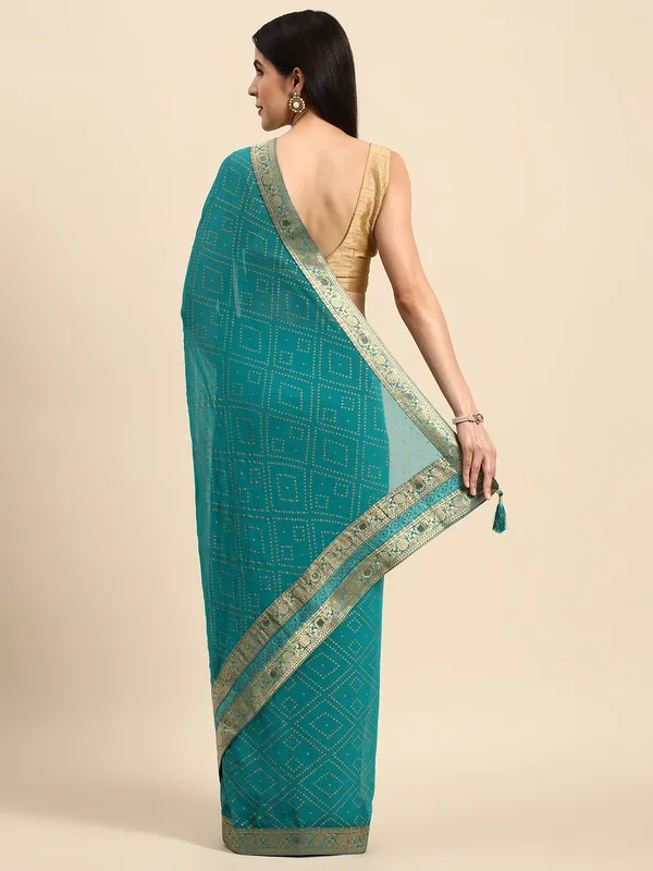 Indian_Women_Turquoise_Green_Georgette_Foil_with_Swarovski_work